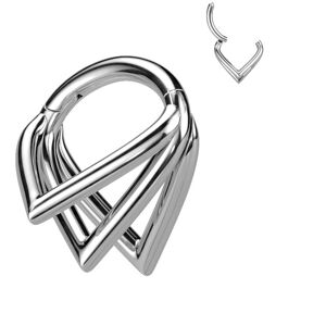 Piercing Street Piercing oreille anneau segment titane G23 triple chevrons argente - Argente