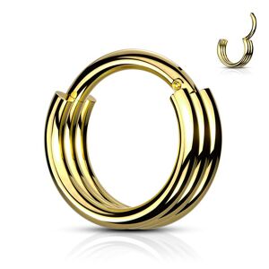 Piercing Street Piercing anneau oreille acier dore triple - Dore