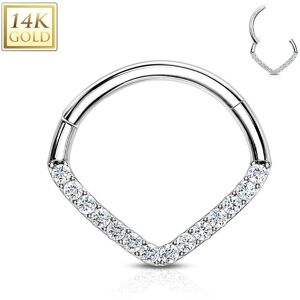 Piercing Street Piercing anneau or blanc 14 carats septum daith chevron zircon - Argente