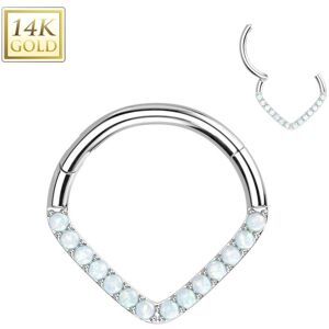 Piercing Street Piercing anneau or blanc 14 carats septum daith chevron opalines - Argente