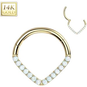 Piercing Street Piercing anneau or jaune 14 carats septum daith chevron opalines - Dore