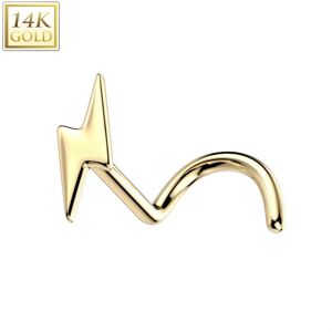 Piercing Street Piercing nez or jaune 14 carats tige tire-bouchon eclair - Dore