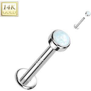 Piercing Street Piercing labret oreille or blanc 14 carats vissage interne opaline - Argente