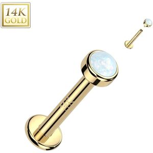 Piercing Street Piercing labret oreille or jaune 14 carats vissage interne opaline - Dore