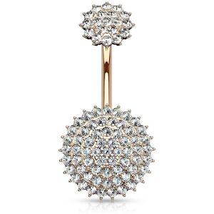 Piercing Street Piercing nombril plaque or rose bouclier pave de strass - Or Rose