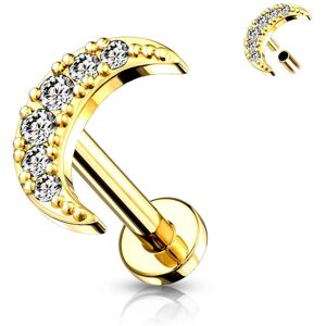 Piercing Street Piercing labret oreille croissant de lune plaque or - Dore