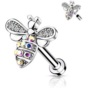 Piercing Street Piercing oreille labret abeille strass - Argente