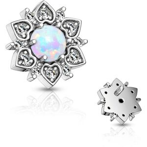 Piercing Street Piercing microdermal fleur opalite blanche - Argente