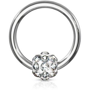 Piercing Street Piercing oreille anneau Captif boule a cristaux blanc - Argente