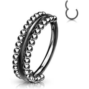 Piercing Street Piercing anneau oreille noir bordures perlees - Noir