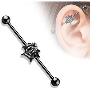 Piercing Street Piercing industriel oreille toile araignee - Noir