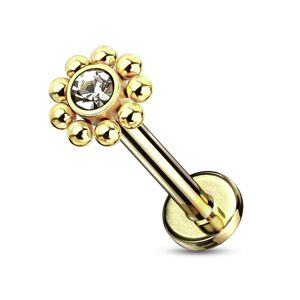 Piercing Street Piercing oreille labret dore billes et cristal - Dore