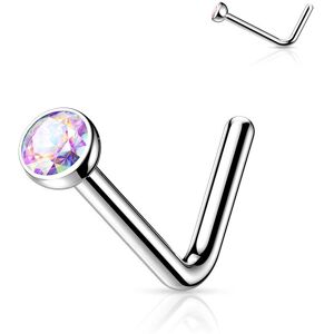 Piercing Street Piercing nez tige en L strass aurore boreale Titane G23 - Argente