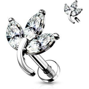 Piercing Street Piercing labret oreille feuille sertie de strass - Argente