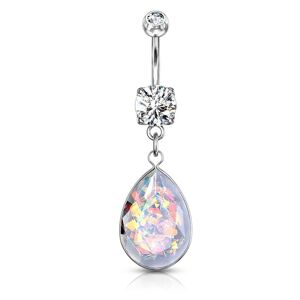 Piercing Street Piercing nombril pendentif opalite multicolore - Argente