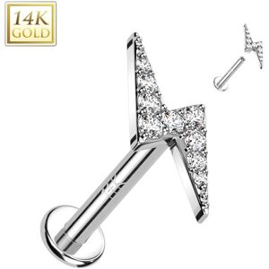 Piercing Street Piercing labret oreille or blanc 14 carats vissage interne eclair - Argente