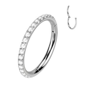 Piercing Street Piercing oreille anneau segment titane pave de perles - Argente