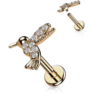 Piercing Street Piercing labret oreille rose colibri pave de strass - Or Rose