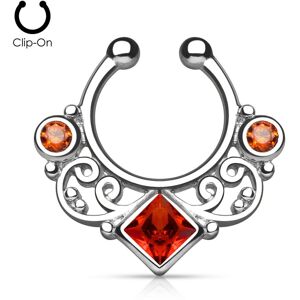 Piercing Street Faux piercing septum tourbillon strass rouge - Argente