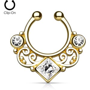 Piercing Street Faux piercing septum tourbillon dore strass blanc - Dore