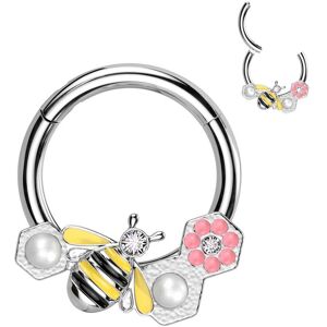 Piercing Street Piercing oreille anneau segment acier chirurgical abeille avec fleur - Argente