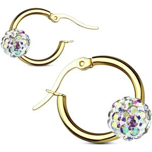 Piercing Street Paire boucles d'oreille anneaux dore boule cristal aurore boreale - Dore