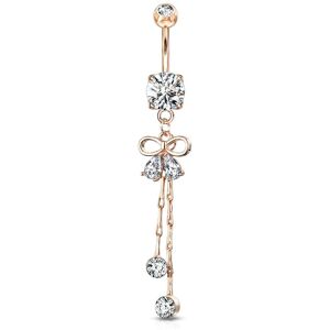 Piercing Street Piercing nombril plaque or rose pendentif noeud et chaines - Or Rose