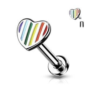 Piercing Street Piercing labret oreille coeur rainbow pride - Argente