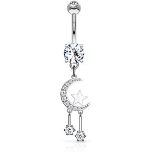 Piercing Street Piercing nombril croissant de lune avec etoile - Argente