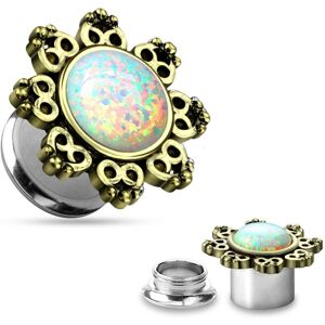 Piercing Street Piercing tunnel oreille fleur de lotus opalite - Dore