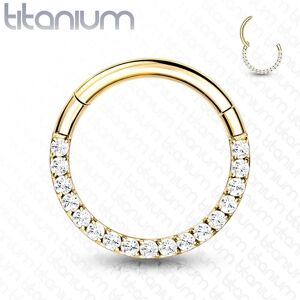 Piercing Street Piercing anneau segment titane dore strass blanc face (oreille, daith, septum) - Dore