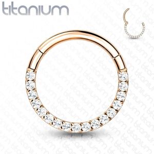 Piercing Street Piercing anneau segment titane rose strass blanc face (oreille, daith, septum) - Or Rose