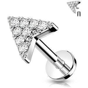 Piercing Street Piercing labret oreille chevron pave de strass acier - Argente