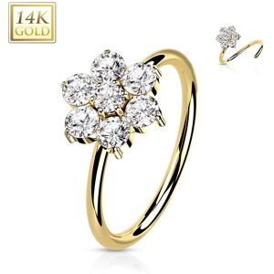 Piercing Street Piercing nez anneau Or jaune 14 carats fleur zirconium blanc - Dore