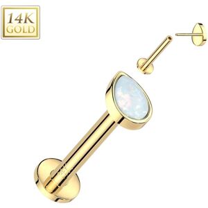 Piercing Street Piercing labret oreille or jaune 14 carats goutte opale blanche - Dore