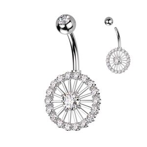 Piercing Street Piercing nombril roue pavee de strass - Argente