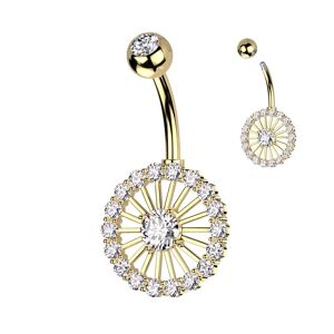 Piercing Street Piercing nombril roue doree pavee de strass - Dore