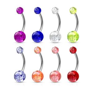 Piercing Street Lot de 8 piercing nombril boules paillettes - Multicolore