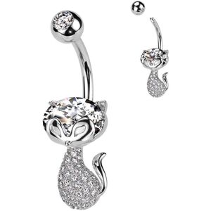 Piercing Street Piercing nombril chat pave de strass - Argente