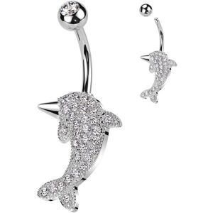 Piercing Street Piercing nombril dauphin pave de strass - Argente