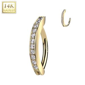 Piercing Street Piercing nombril Or jaune 14 carats anneau pave de strass - Dore