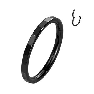 Piercing Street Piercing oreille anneau segment titane facettes rectangulaires noir - Noir