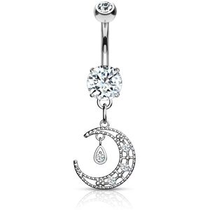 Piercing Street Piercing nombril pendentif croissant de lune - Argente