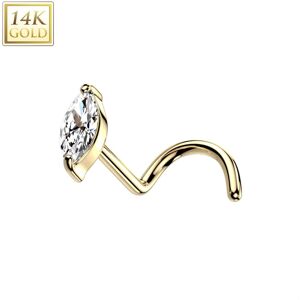 Piercing Street Piercing nez or jaune 14 carats tige tire-bouchon marquise - Dore