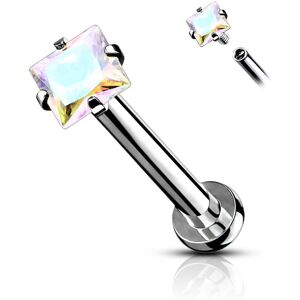 Piercing Street Piercing oreille labret pierre carree aurore boreale - Argente