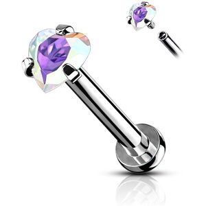 Piercing Street Piercing oreille labret pierre coeur aurore boreale - Argente