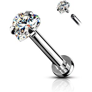 Piercing Street Piercing oreille labret pierre coeur blanc - Argente