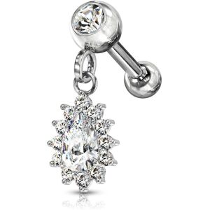 Piercing Street Piercing cartilage oreille pendentif poire strass blanc - Argente