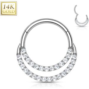 Piercing Street Piercing oreille anneau or blanc 14 carats septum daith double ligne pavee - Argente