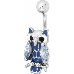 Piercing Street Piercing nombril hibou email bleu zircon blanc - Argente